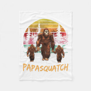 Papa Squatch Retro Bigfoot Dad Sasquatch Yeti Fath Fleece Blanket
