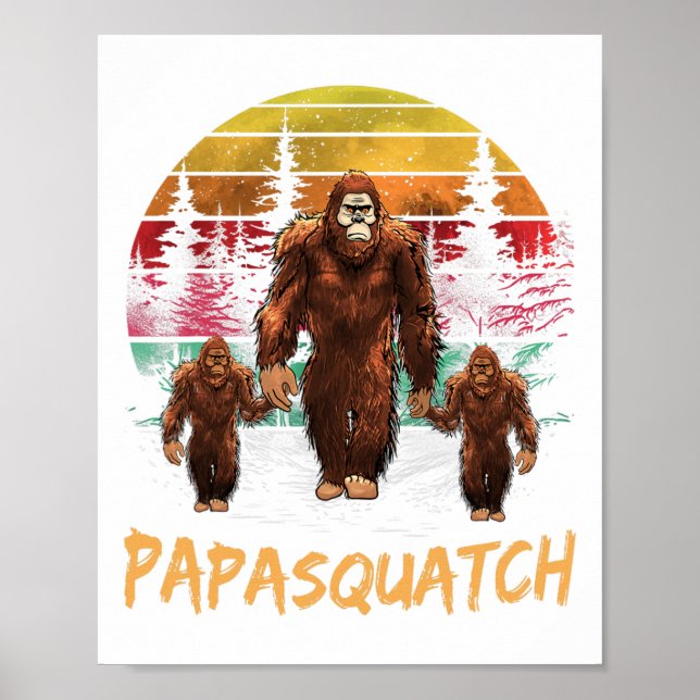 Papa Squatch Retro Bigfoot Dad Sasquatch Yeti Fath Poster (Front)