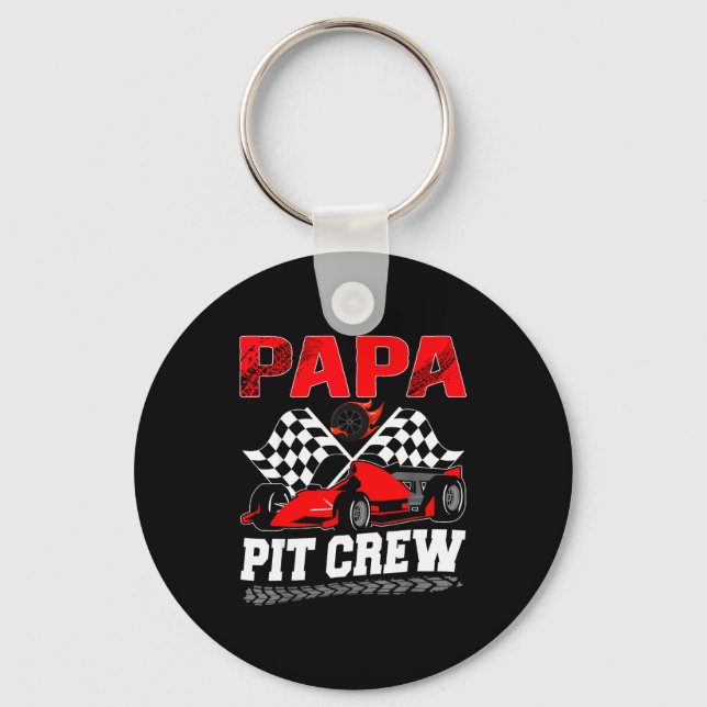 Papa T Crew Racing Family Race Car Birthday Boy  Key Ring (Front)