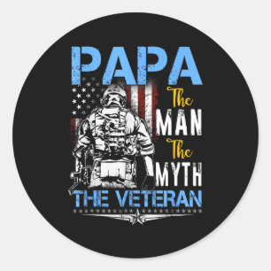 Papa the man myth veteran military - fathers dayPa Classic Round Sticker