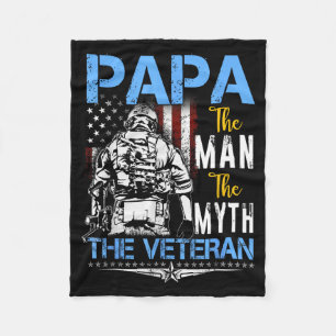 Papa the man myth veteran military - fathers dayPa Fleece Blanket