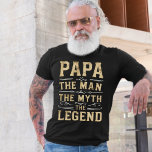 Papa | The Man The Myth The Legend Father's Day T-Shirt<br><div class="desc">Grandfather is the Man The Myth and the Legend! This awesome quote shirt is perfect for Grandparents Day,  Father's Day,  birthdays,  or celebrating a new grandpa or grandpa. The design features the saying "PAPA | The Man The Myth The Legend" in distressed grey and white lettering.</div>