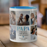 Papa The Man The Myth The Legend Photo Two-Tone Coffee Mug<br><div class="desc">Cute father's day mug featuring 9 family photos for you to replace with your own,  the saying "PAPA,  the man,  the myth,  the legend",  a blue heart,  and the childrens names.</div>