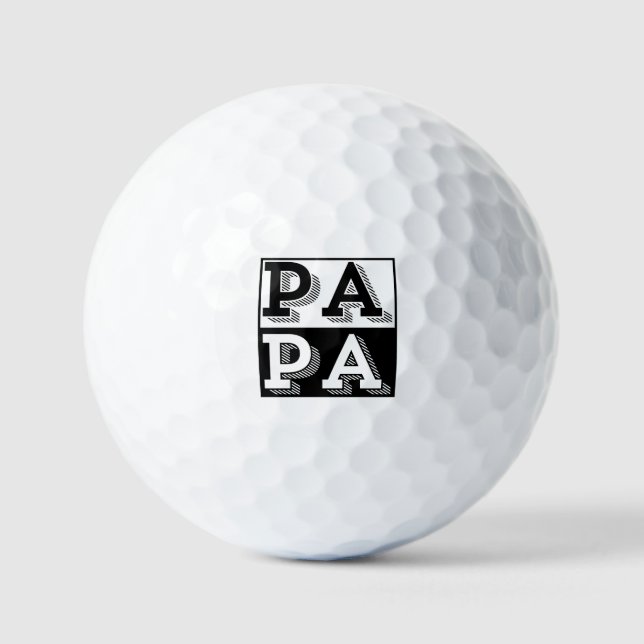 PAPA TYPOGRAPHY FATHERS DAY GIFT GOLF BALLS (Front)