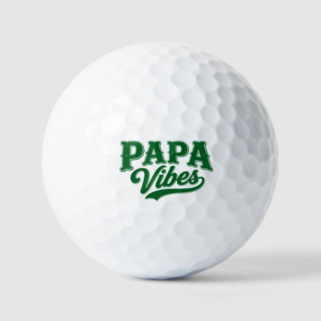 Papa Vibes Green Retro Golf Ball Design (Front)