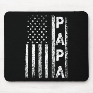 Papa Vintage American Flag Father's Day 4th Of Jul Mouse Pad