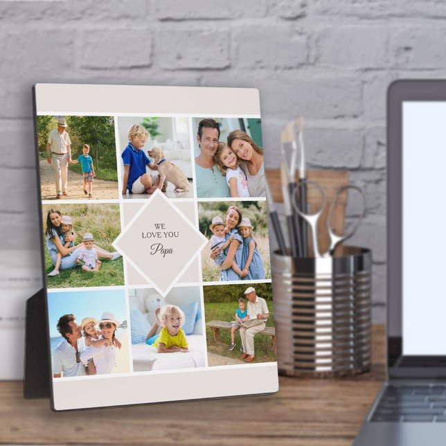 Papa We Love You 8 Photo Collage Cream Plaque (Creator Uploaded)