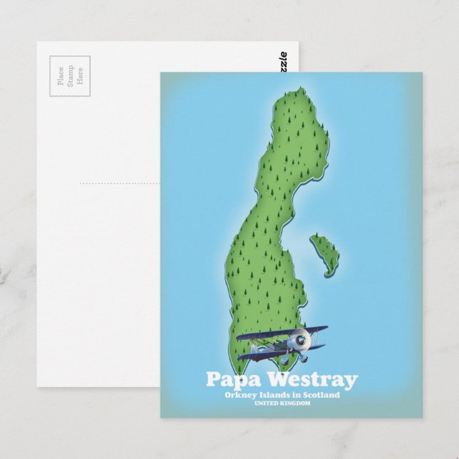 Papa Westray Scotland map. Postcard (Front/Back)