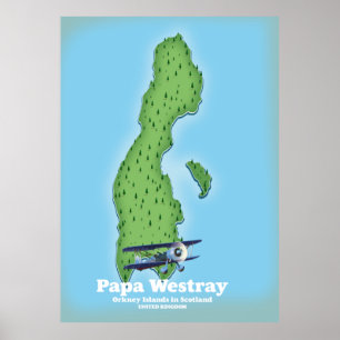 Papa Westray Scotland map. Poster