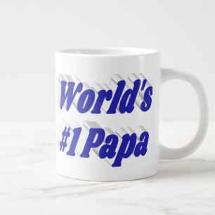Papa with blue half text  large coffee mug