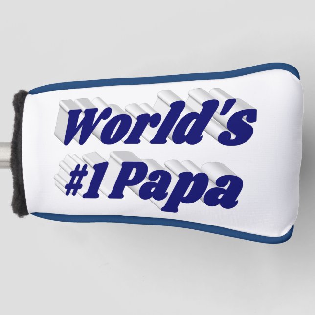 Papa with dark blue text  golf head cover (Front)