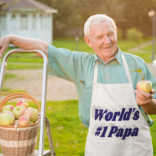 Papa with dark blue text long apron