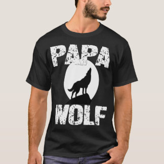 Papa Wolf  Matching Family Tribe Wolves Moon Dad T-Shirt