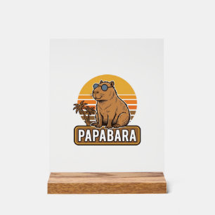 PAPABARA Retro Capybara Dad Vector Design_1 Acrylic Sign
