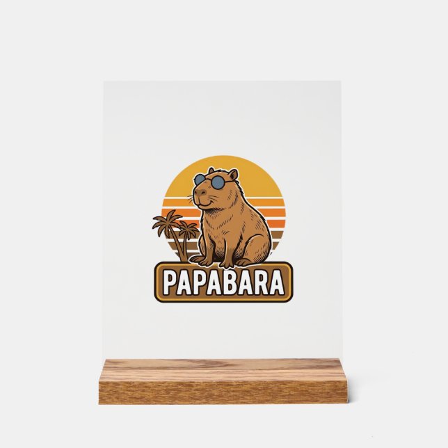 PAPABARA Retro Capybara Dad Vector Design_1 Acrylic Sign (Front)