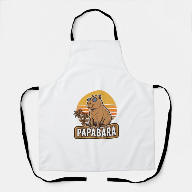 PAPABARA Retro Capybara Dad Vector Design_1 Apron (Front)