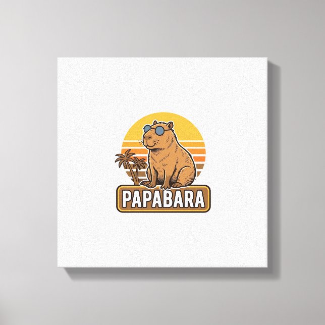 PAPABARA Retro Capybara Dad Vector Design_1 Canvas Print (Front)