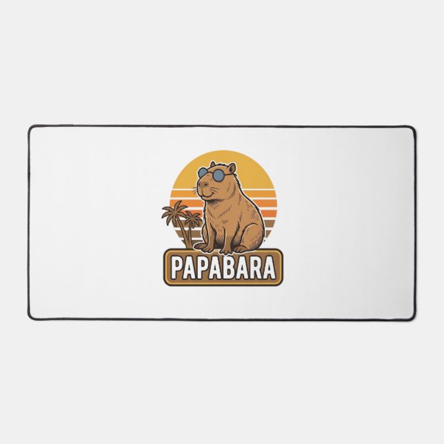 PAPABARA Retro Capybara Dad Vector Design_1 Desk Mat (Front)