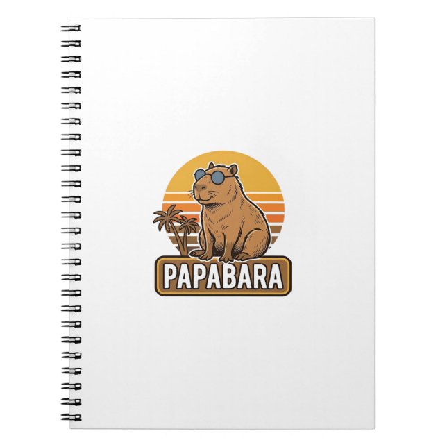 PAPABARA Retro Capybara Dad Vector Design_1 Notebook (Front)