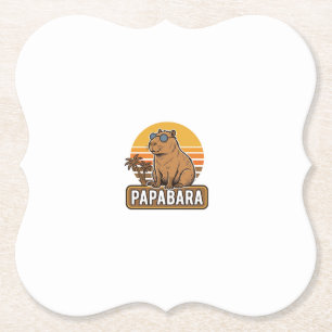PAPABARA Retro Capybara Dad Vector Design_1 Paper Coaster