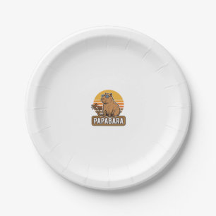 PAPABARA Retro Capybara Dad Vector Design_1 Paper Plate