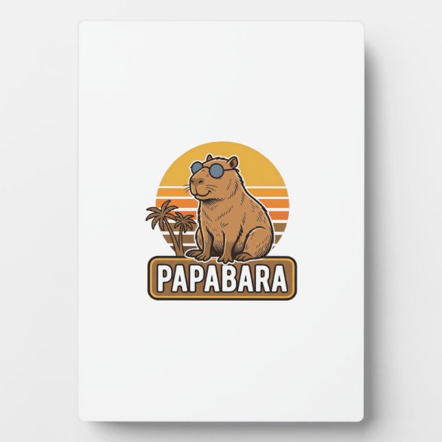 PAPABARA Retro Capybara Dad Vector Design_1 Plaque (Front)