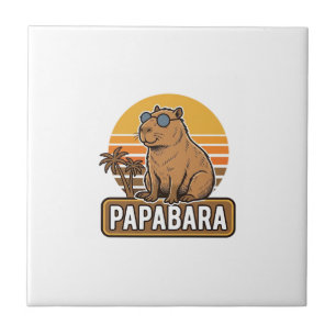 PAPABARA Retro Capybara Dad Vector Design_1 Tile