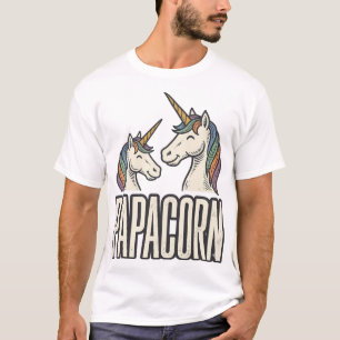 Papacorn Unicorn Dad Vintage Engraving T-Shirt Des