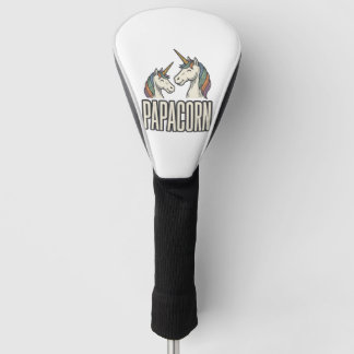 Papacorn Unicorn Dad Vintage Engraving T-Shirt Des Golf Head Cover