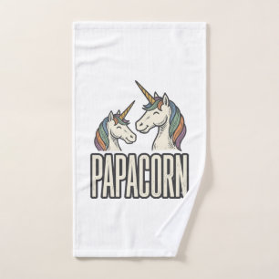Papacorn Unicorn Dad Vintage Engraving T-Shirt Des Hand Towel