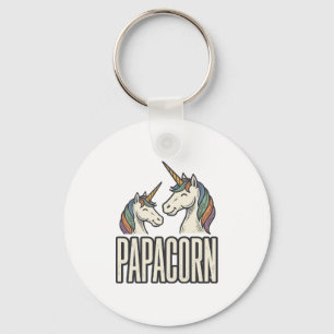 Papacorn Unicorn Dad Vintage Engraving T-Shirt Des Key Ring