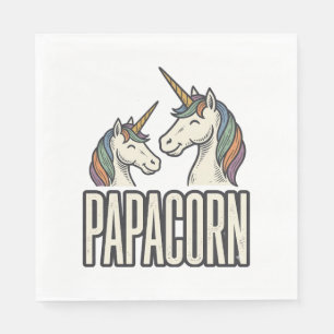 Papacorn Unicorn Dad Vintage Engraving T-Shirt Des Napkin