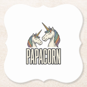 Papacorn Unicorn Dad Vintage Engraving T-Shirt Des Paper Coaster