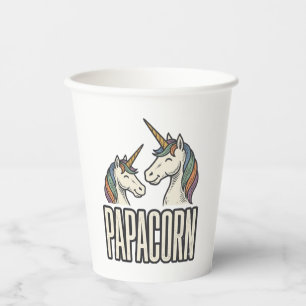 Papacorn Unicorn Dad Vintage Engraving T-Shirt Des Paper Cups