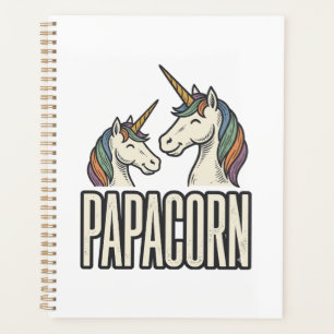 Papacorn Unicorn Dad Vintage Engraving T-Shirt Des Planner