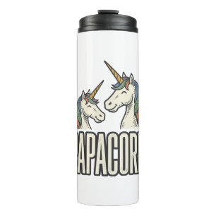 Papacorn Unicorn Dad Vintage Engraving T-Shirt Des Thermal Tumbler