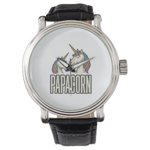 Papacorn Unicorn Dad Vintage Engraving T-Shirt Des Watch