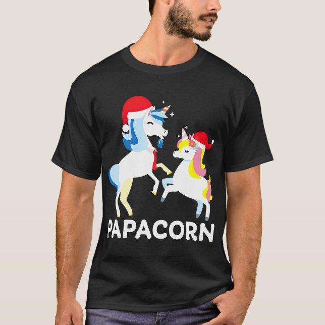 Papacorn Unicorn Matching Family Pajama PJ Gift T-Shirt (Front)