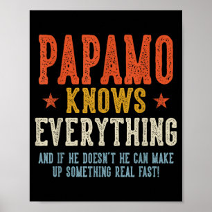 Papamo knows everything father's day retro vintage poster