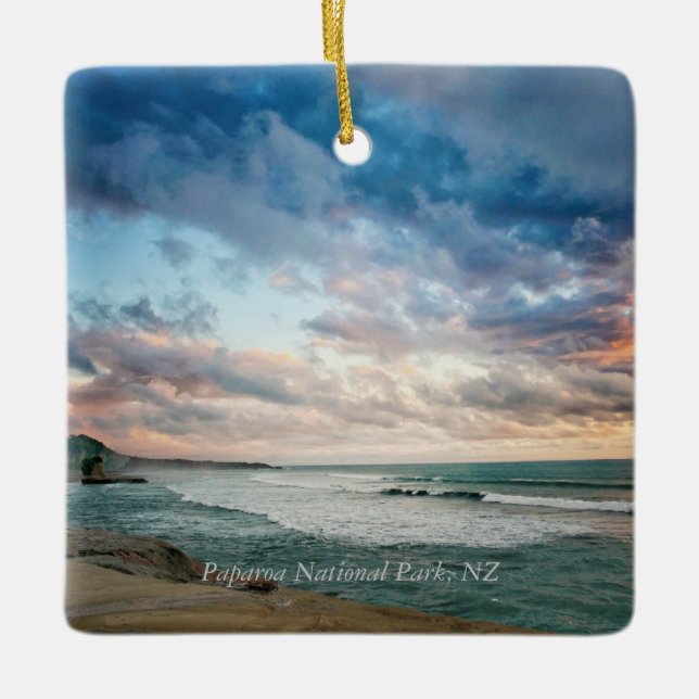 Paparoa National Park labelled Ceramic Ornament (Front)
