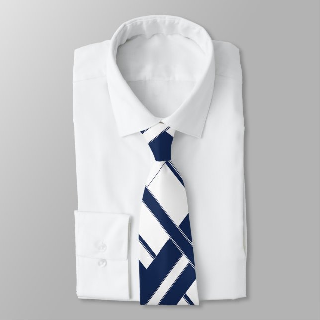 Papa's Blue and White Cross-Hatch Necktie (Tied)
