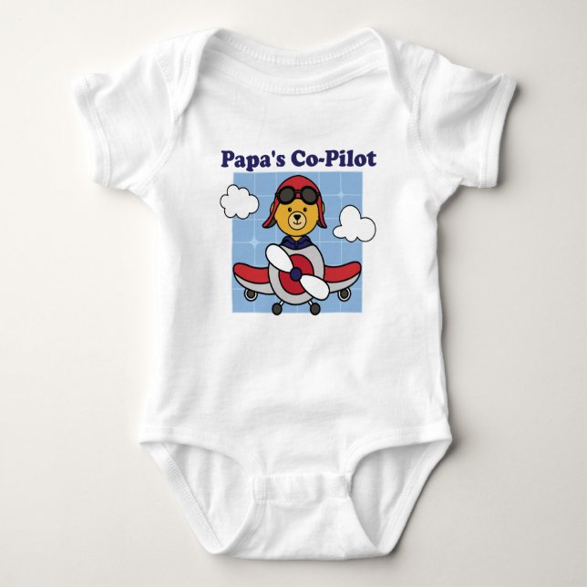 Papa's Co-Pilot - Cute Aeroplane Baby Bodysuit (Front)