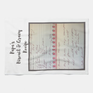 Papa's Famous Biscuits & Gravy Handwritten Recipe Tea Towel