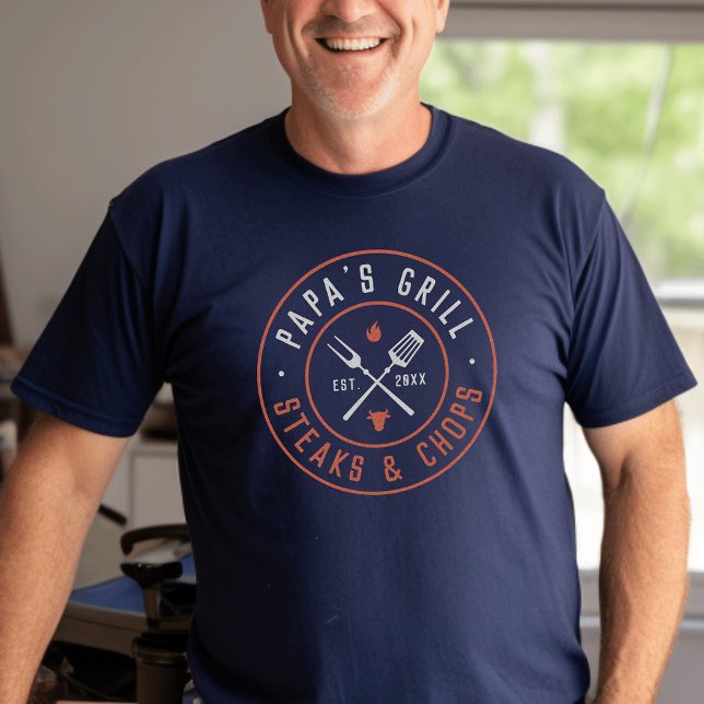 Papa's Grill Personalised Year Established T-Shirt (Creator Uploaded)