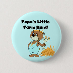 Papa's Little Farm Hand Tshirts and Gifts 6 Cm Round Badge
