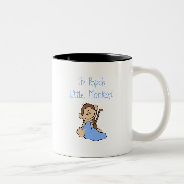 Papa's Little Monkey - Blue Tshirts and Gifts Two-Tone Coffee Mug (Right)