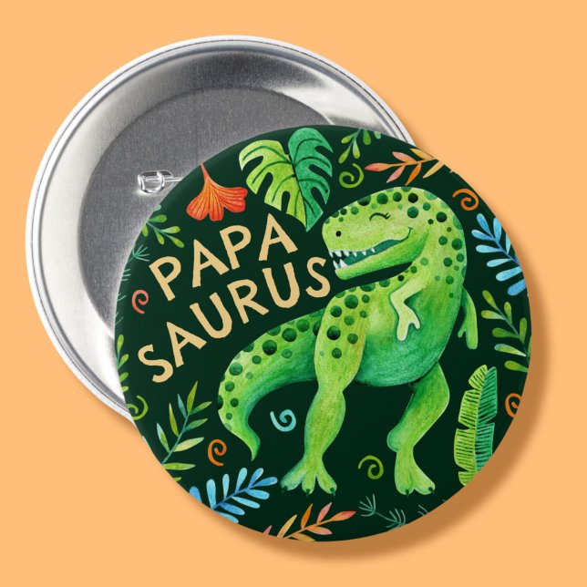 Papasaurus Dinosaur Dad of the Birthday Boy 7.5 Cm Round Badge (Papasaurus Dinosaur Dad of the Birthday Boy Button)