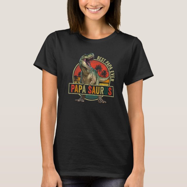 Papasaurus Dinosaur Daddy Family Matching Best Pap T-Shirt (Front)