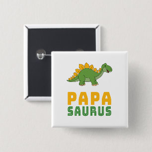 Papasaurus Dinosaur Stegosaurus Father's Day 15 Cm Square Badge