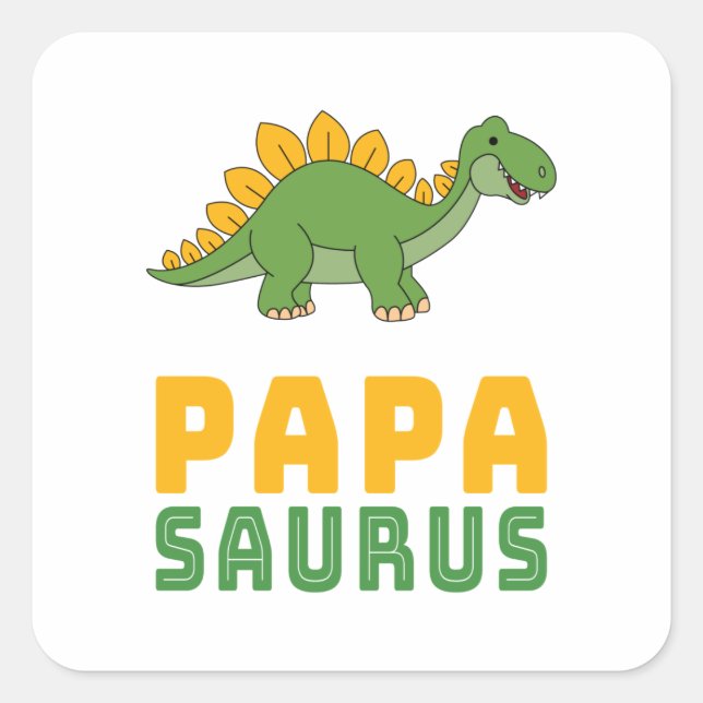 Papasaurus Dinosaur Stegosaurus Father's Day Square Sticker (Front)